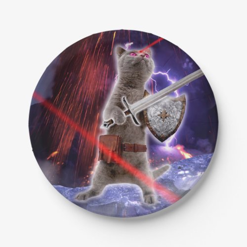 Warrior cat with lasers from eye paper plates