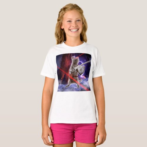 Warrior cat with lasers from eye T_Shirt