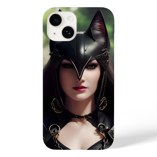 Warrior catgirl in dark green armor Case-Mate iPhone 14 case