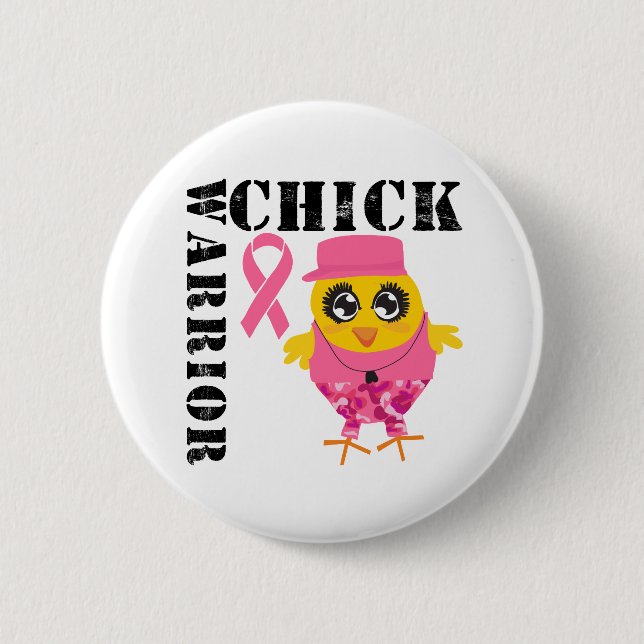 Warrior Chick Breast Cancer Button (Front)