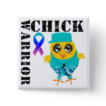Warrior Chick Thyroid Cancer Pinback Button