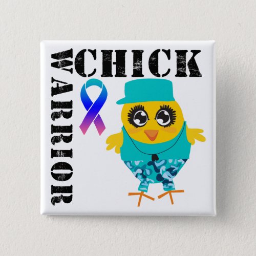 Warrior Chick Thyroid Cancer Pinback Button