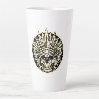 Warrior Chief Skull Graphic Art Latte Mug