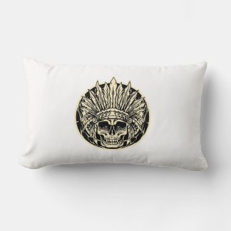 Warrior Chief Skull Graphic Art Lumbar Pillow