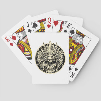 Warrior Chief Skull Graphic Art Poker Cards