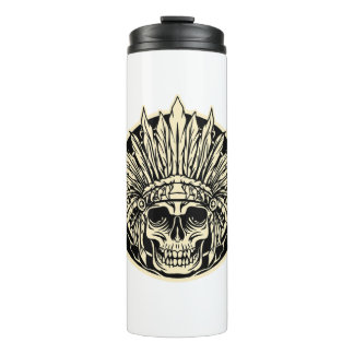 Warrior Chief Skull Graphic Art Thermal Tumbler