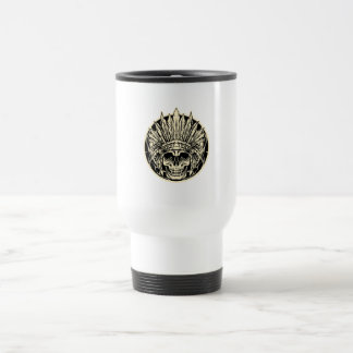 Warrior Chief Skull Graphic Art Travel Mug