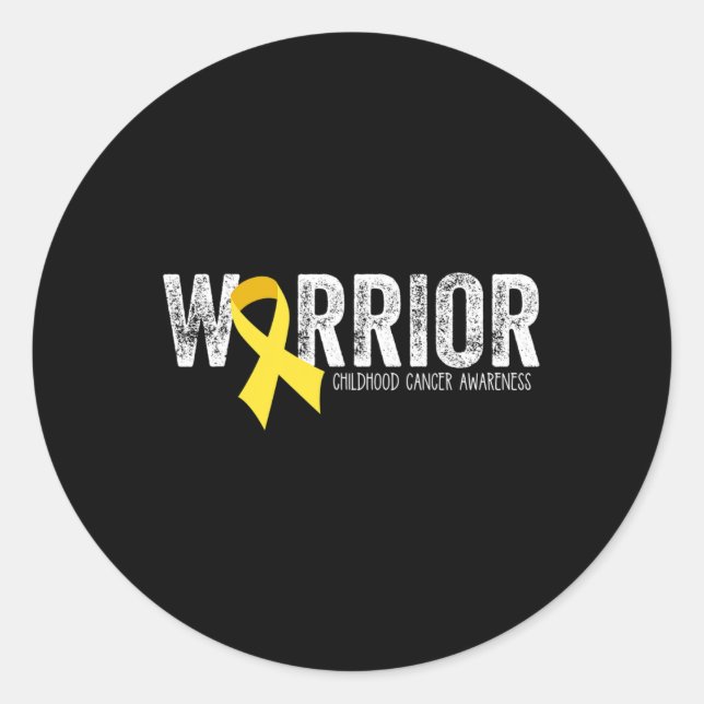 Warrior Childhood Cancer Awareness Ribbon Child Ki Classic Round Sticker (Front)