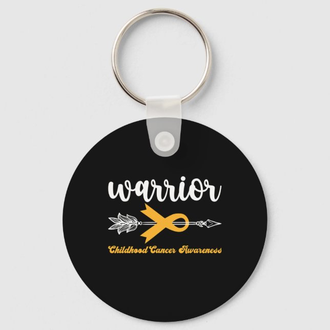 Warrior Childhood Cancer Awareness Support Strong  Keychain (Front)