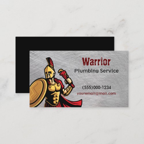 Warrior Contractor Plumbing Service Chrome Design Business Card