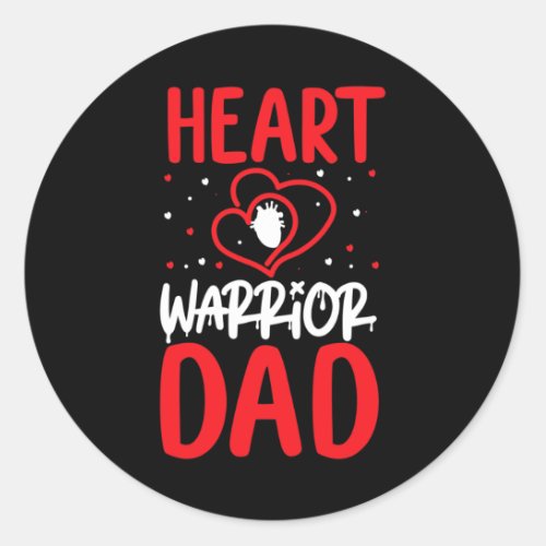 Warrior Dad Heart Disease Awareness Red Ribbon  Classic Round Sticker