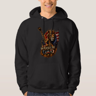 Warrior Dad Lion American Flag Guitar T-Shirt Hoodie