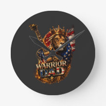 Warrior Dad Lion American Flag Guitar T-Shirt