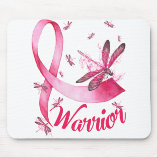 Warrior Dragonfly Breast Cancer Awareness T-Shirt. Mouse Pad