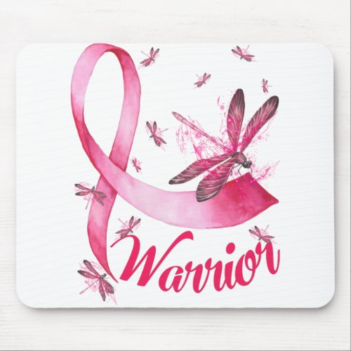 Warrior Dragonfly Breast Cancer Awareness T_Shirt Mouse Pad