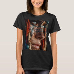 Warrior Face Art T-Shirt   Tribal Warrior Graphic 
