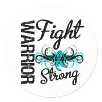 Warrior Fight Strong Ovarian Cancer Classic Round Sticker