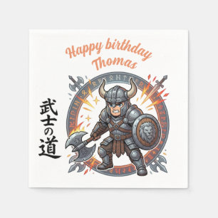 Warrior Fighter RPG Knight Anime Chibi Birthday Napkins
