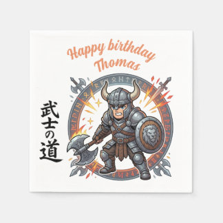 Warrior Fighter RPG Knight Anime Chibi Birthday Napkins