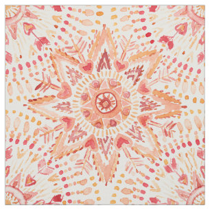 WARRIOR FIRE Watercolor Mandala Fabric