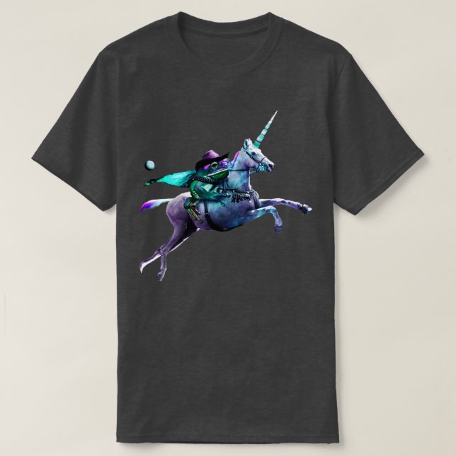 Warrior Frog Riding Unicorn T-Shirt (Design Front)