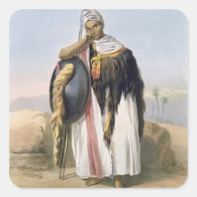 Warrior from Amhara, Ethiopia, illustration from ' Square Sticker (Front)