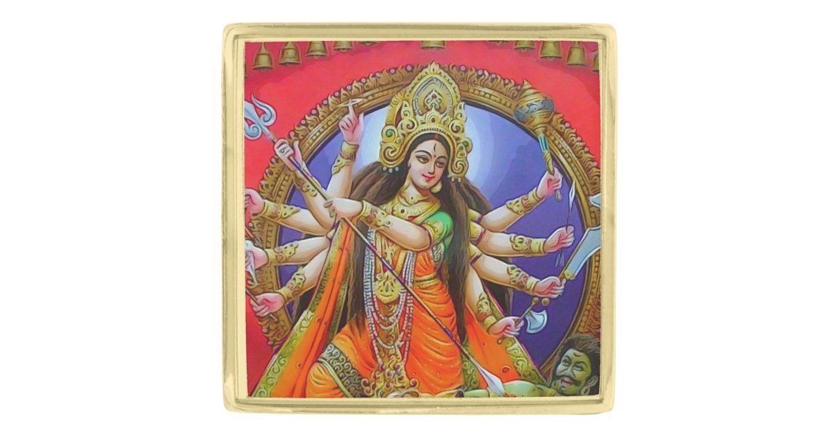 Warrior Goddess Durga Shakti Gold Finish Lapel Pin Zazzle Com