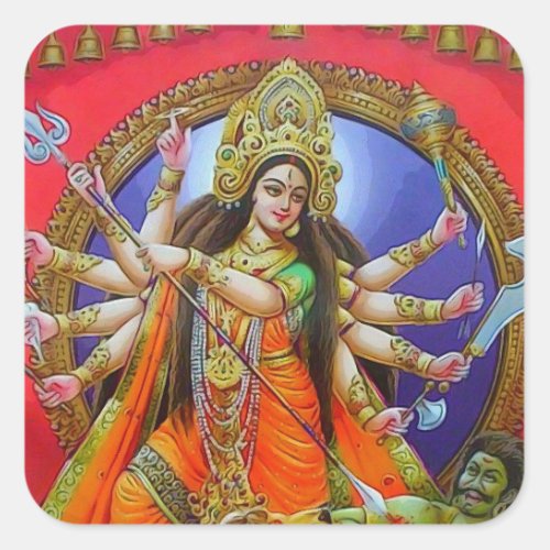 Warrior Goddess Durga Shakti Square Sticker