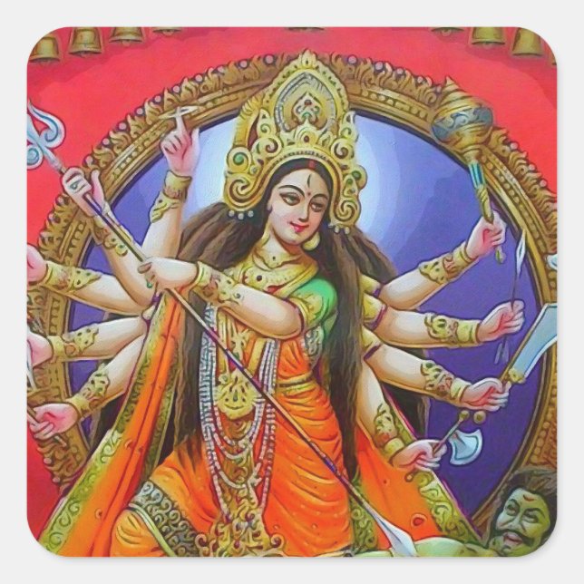 Warrior Goddess Durga Shakti Square Sticker (Front)