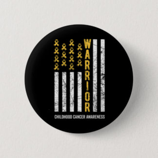 Warrior Gold Ribbon Childhood Cancer Awareness  Button