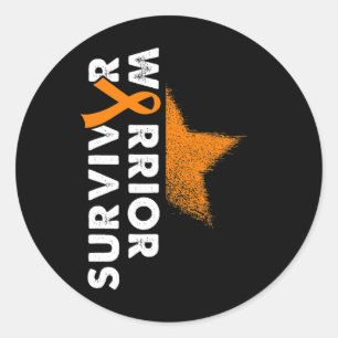 Warrior Hope Orange Ribbon Leukemia Blood Cancer A Classic Round Sticker