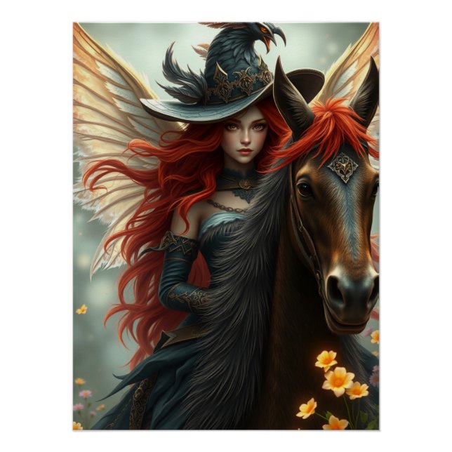 Warrior Horse Fairy Fantasy Art  Poster (Front)