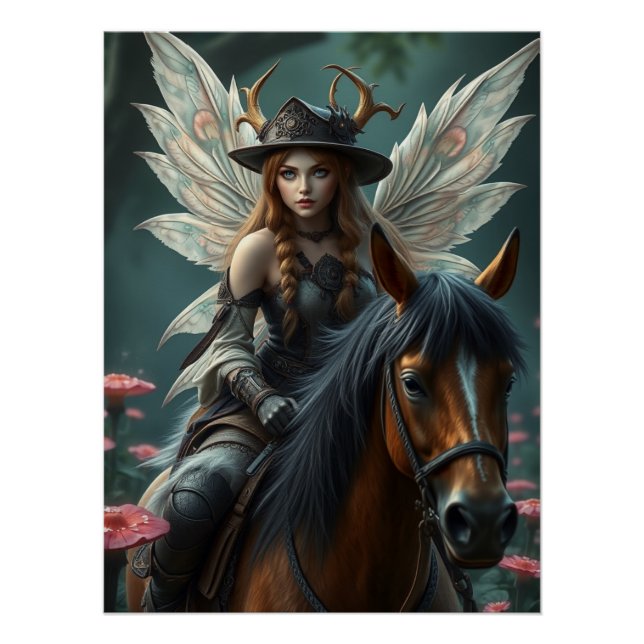 Warrior Horse Fairy Fantasy Art  Poster (Front)