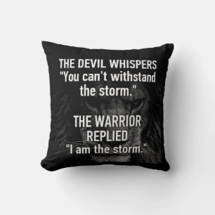 Warrior - I Am The Storm - Lion Beast Motivational Throw Pillow