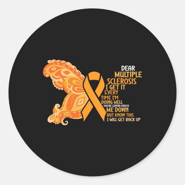 Warrior I'm Doing Well Multiple Sclerosis Awarenes Classic Round Sticker (Front)