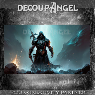 Warrior in armor among the rocks -Decoupage- Tissue Paper