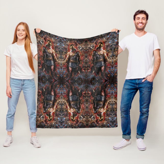 Warrior in Battle Stance Fleece Blanket (In Situ)