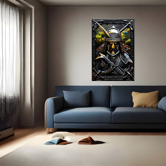 Warrior in black armor | AI Art Poster