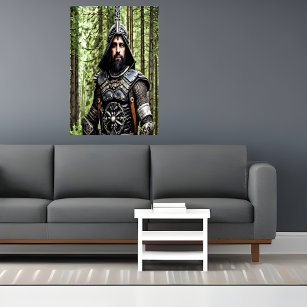 Warrior in the forest   AI Art  Poster