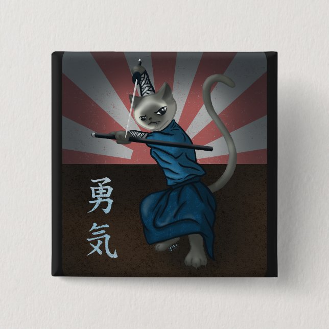 Warrior Kitten Button (Front)