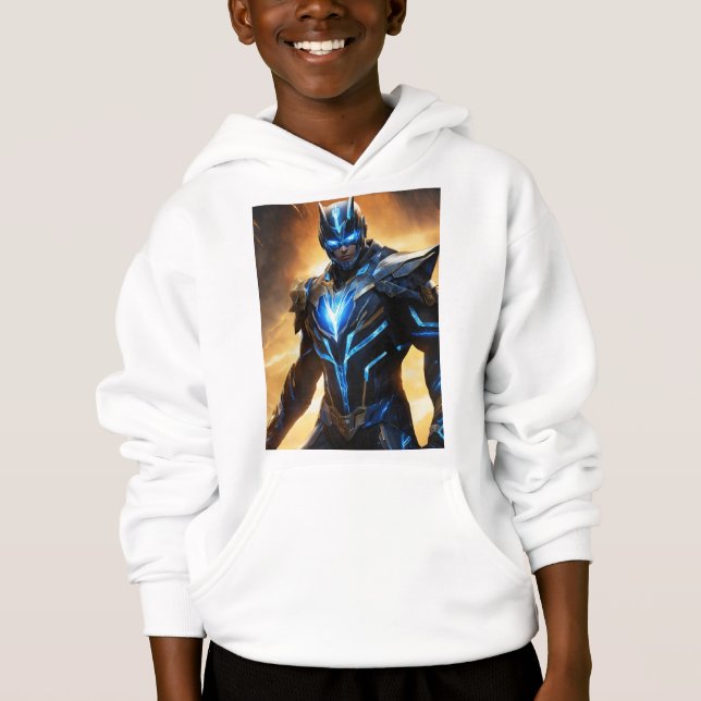 Warrior Knight Armor Art Hoodie for Boys (Front)