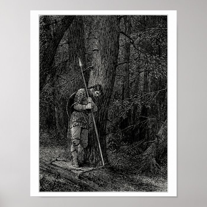 Warrior leaning against a tree poster