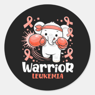 Warrior Leukemia Awareness Cute Boxing Elephant Classic Round Sticker