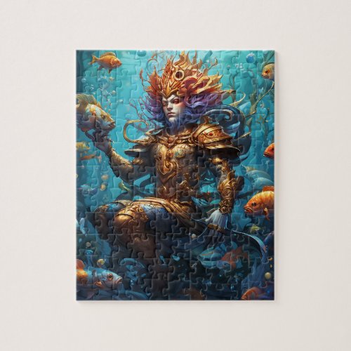 Warrior Merman and Koi Fish Jigsaw Jigsaw Puzzle