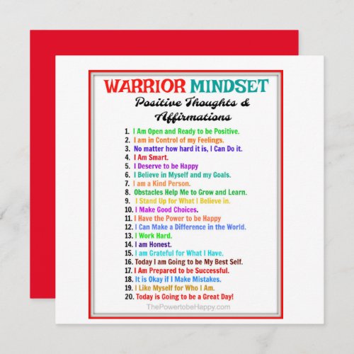 Warrior Mindset Affirmations Magnetic Card