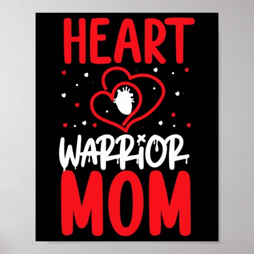 Warrior Mom Heart Disease Awareness Red Ribbon  Poster