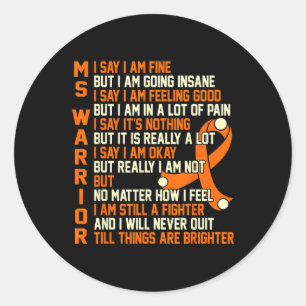 Warrior Multiple Sclerosis Awareness Graphic Classic Round Sticker