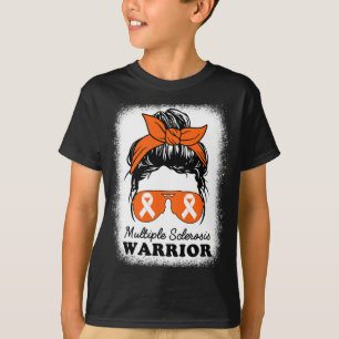 Warrior Multiple Sclerosis Awareness Messy Bun Mom T-Shirt