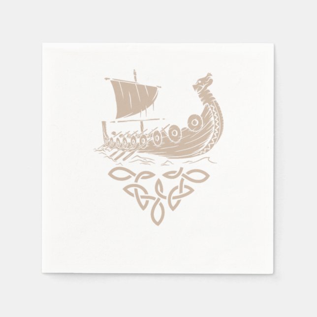 Warrior Norse Mythology Viking Ship Valhalla Gift Napkins (Front)