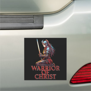 Warrior of Christ Woman Prayer Christian Bible Car Magnet